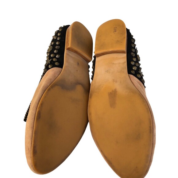Jeffrey Campbell Ibiza Last ELEGANT SB Studs Bow Flat 9 Tan Black Suede Loafer - Picture 8 of 10
